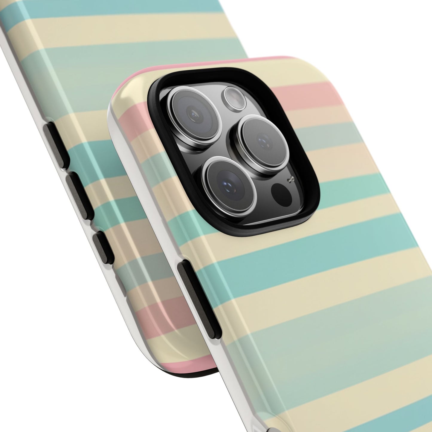 Pastel Striped Tough Phone Case – Protective Retro Rainbow Design