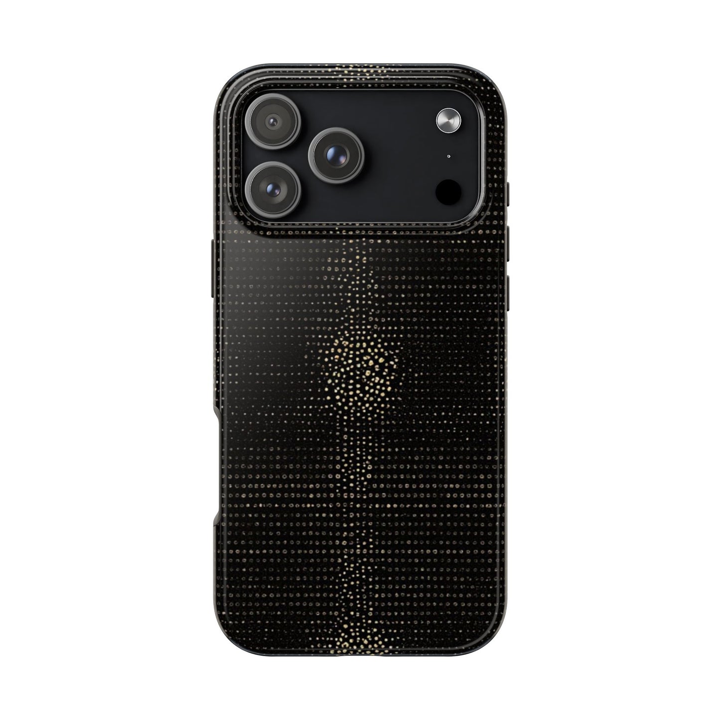 Tough Phone Case — Black Textured Metallic Dot Shield