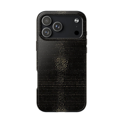 Tough Phone Case — Black Textured Metallic Dot Shield