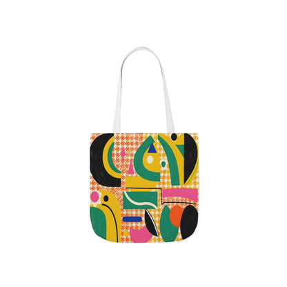 Retro Houndstooth Floral Canvas Tote