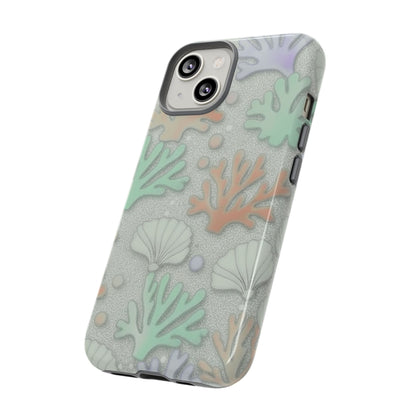 Pastel Coral Reef Tough Phone Case – Sea Shell & Coral Pattern Durable Protector