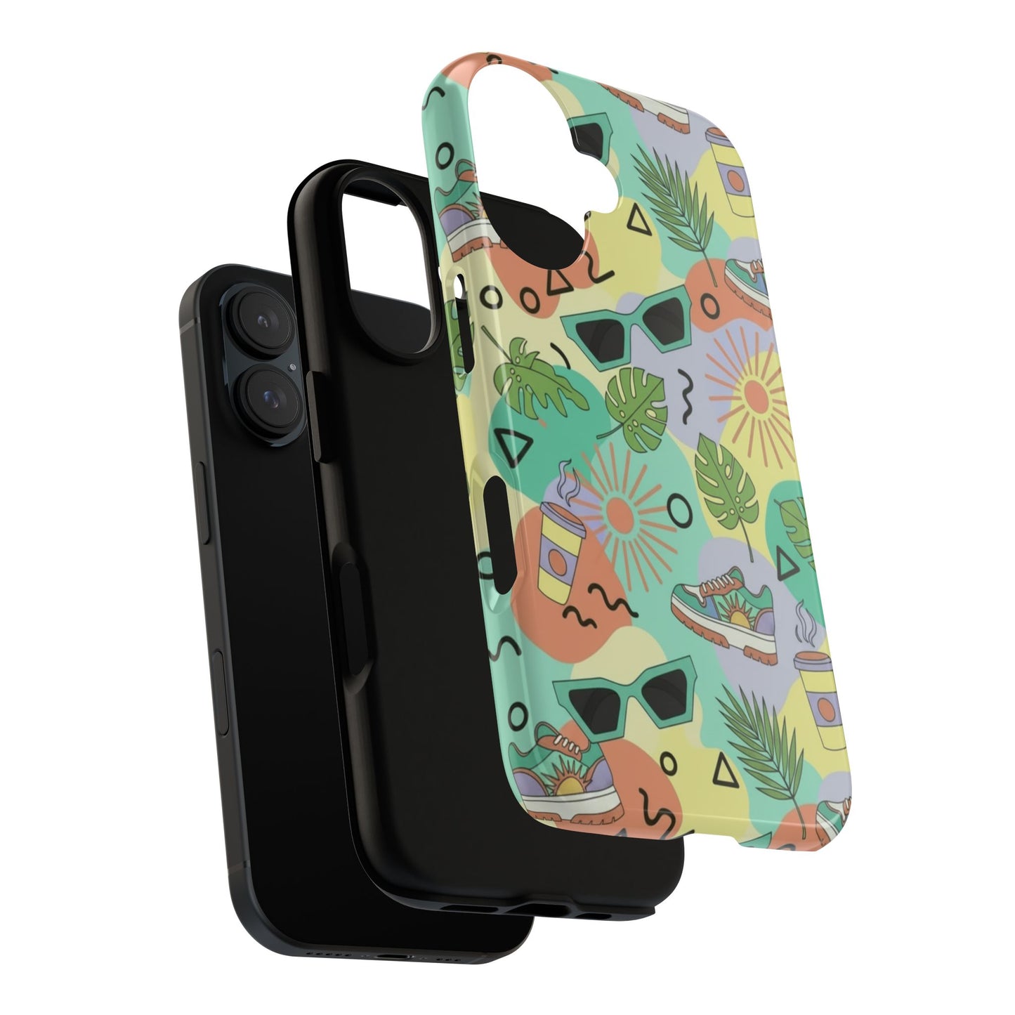 Tropical Summer Phone Case — Retro Sunglasses, Sneakers & Palm Pattern