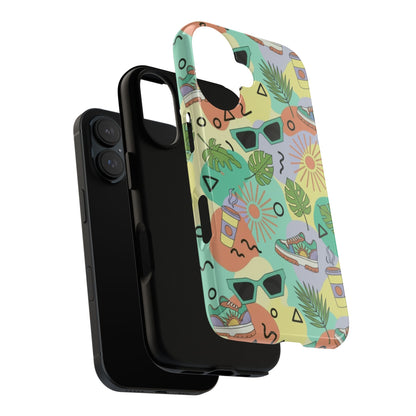 Tropical Summer Phone Case — Retro Sunglasses, Sneakers & Palm Pattern