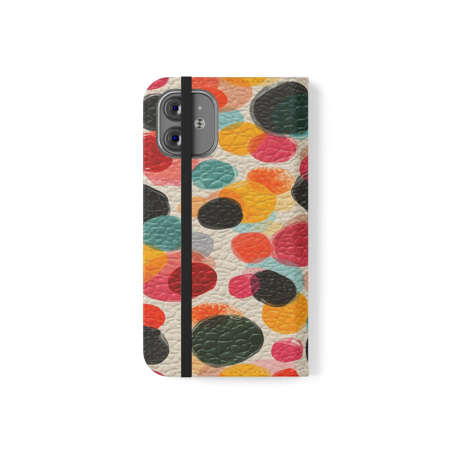 Colorful Confetti Dot Flip Phone Case — Retro Polka Wallet Cover