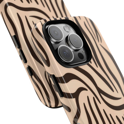 Zebra Stripe Tough Phone Case – Neutral Animal Print Protective Cover