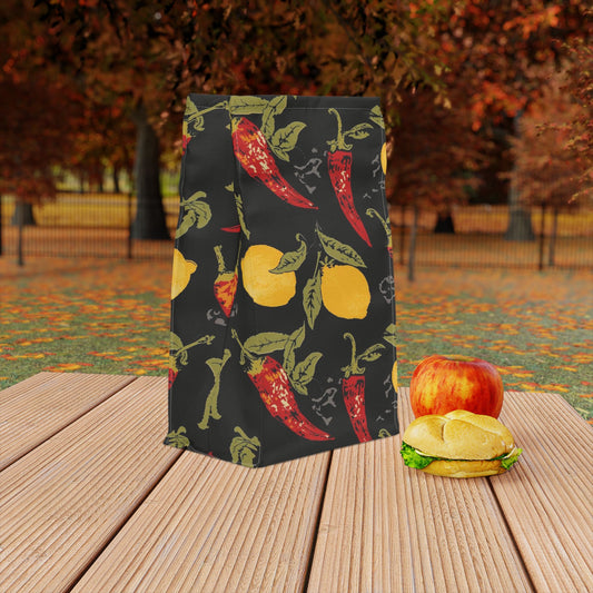 Chile Lime  Polyester Lunch Bag, Eco-Friendly, Beach Day Essentials, Picnic, Back to School, Vibrant Summer Vibe