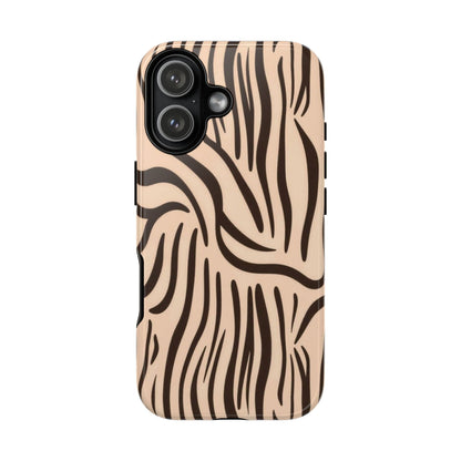 Zebra Stripe Tough Phone Case – Neutral Animal Print Protective Cover