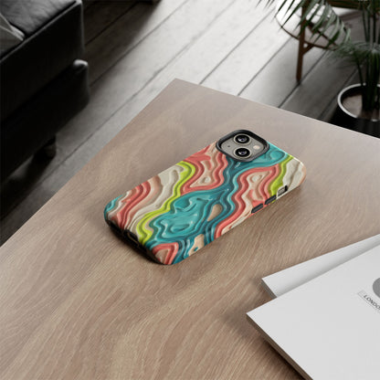 Abstract Contour Phone Case — Colorful Topographic Pattern Tough Case