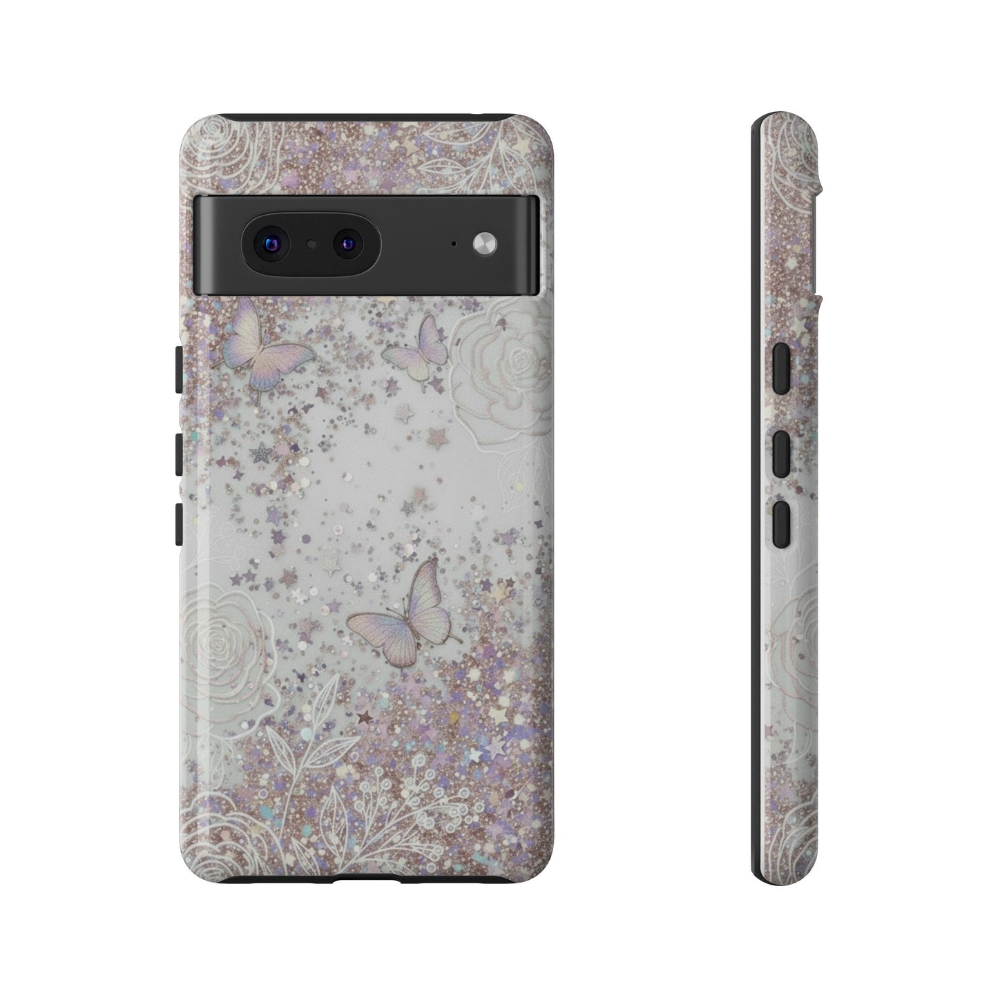 Butterfly Glitter Tough Phone Case — Floral Sparkle Protective Case