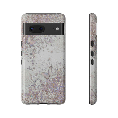 Butterfly Glitter Tough Phone Case — Floral Sparkle Protective Case