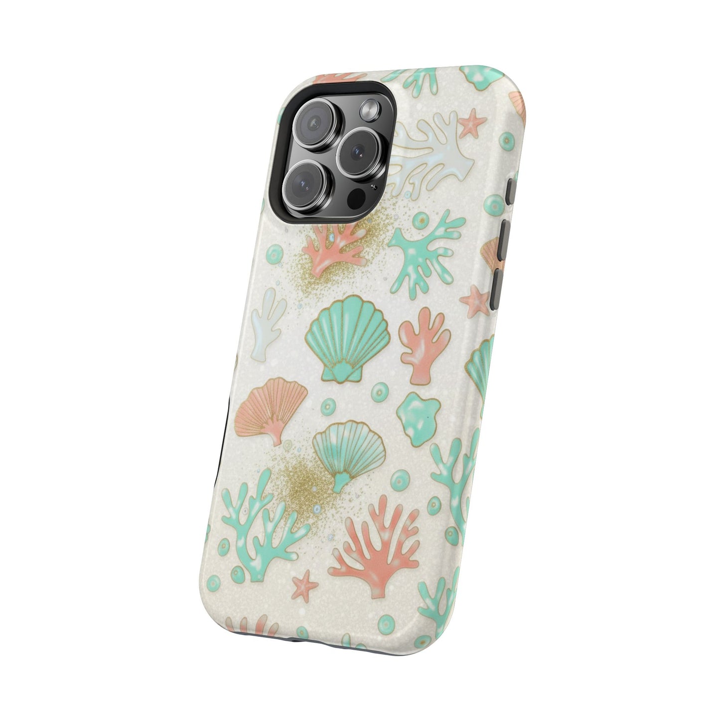 Sea Shells Magnetic Impact Phone Case — Pastel Coral & Teal Beach Design