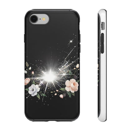 Floral Burst Phone Case — Protective Black Sparkle Design