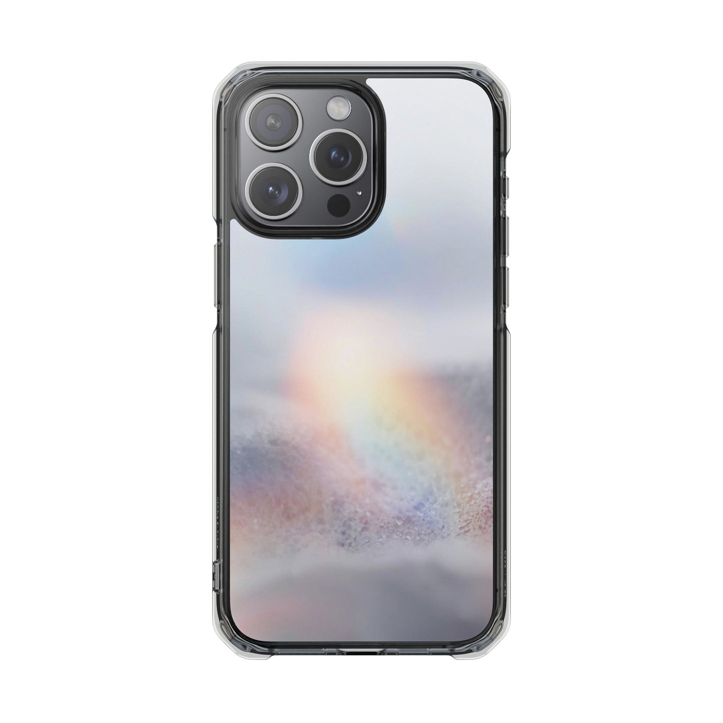 Clear Magnetic Impact Phone Case — Shockproof Transparent Case with Holographic Rainbow Accent