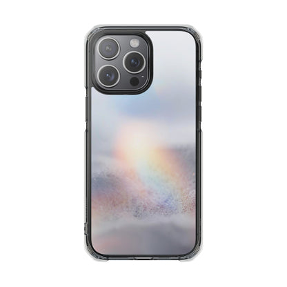Clear Magnetic Impact Phone Case — Shockproof Transparent Case with Holographic Rainbow Accent
