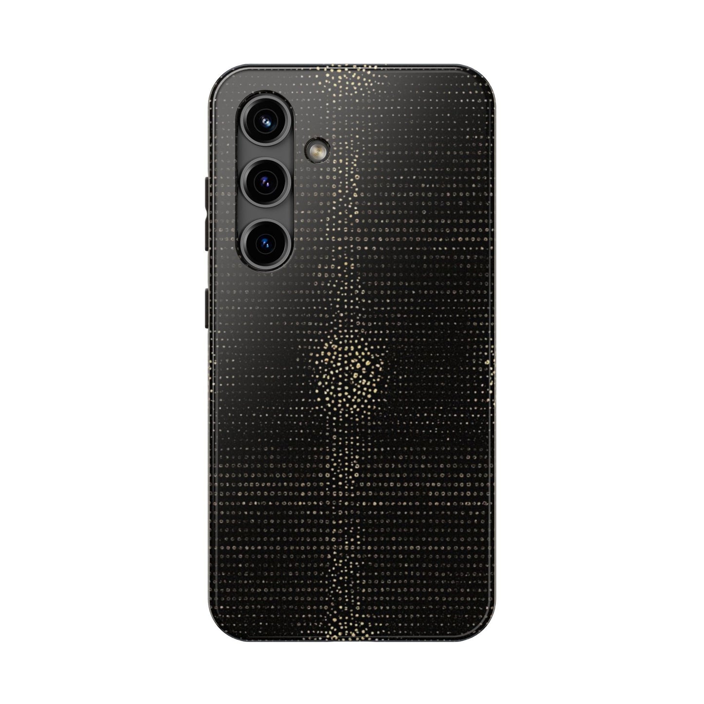 Tough Phone Case — Black Textured Metallic Dot Shield