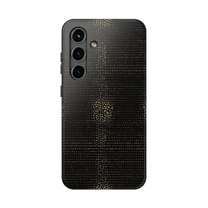 Tough Phone Case — Black Textured Metallic Dot Shield