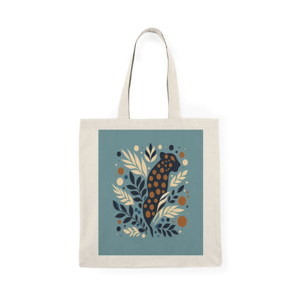 Leopard Cat Tote Bag with Floral Design, Eco-Friendly Shopping Bag, Gift for Nature Lovers, Reusable Tote, Boho Chic Bag