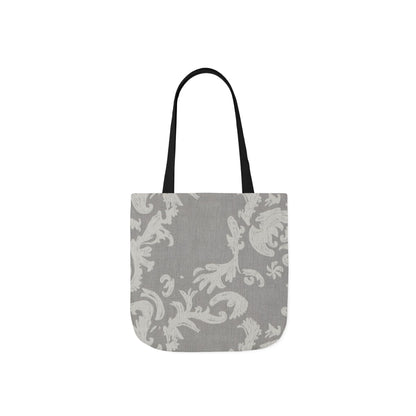 Gray Damask Canvas Tote Bag with Black Straps