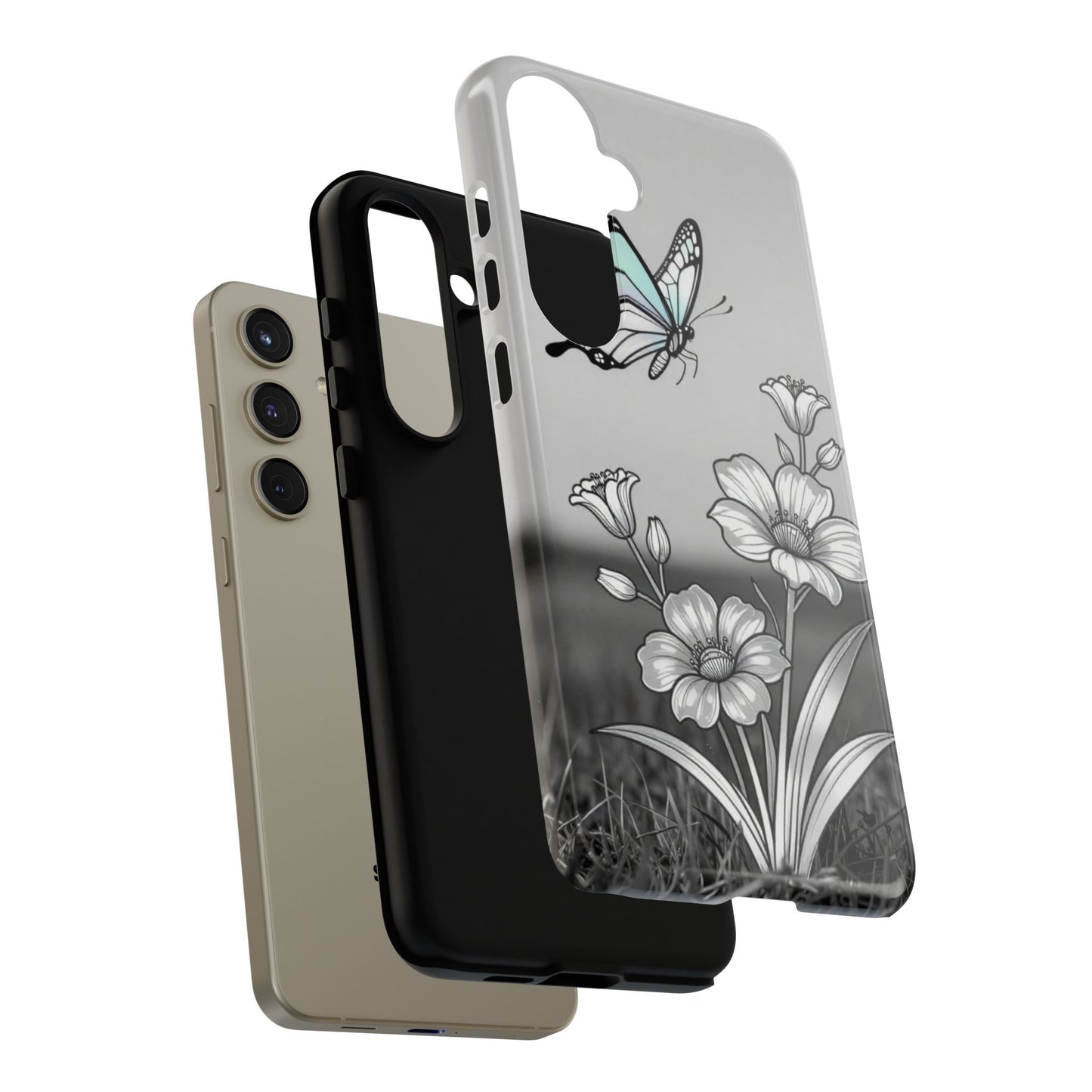 Butterfly & Wildflower Tough Phone Case — Durable Floral Phone Cover