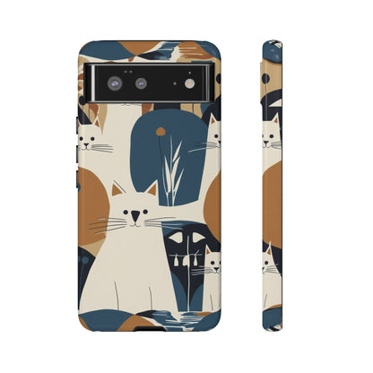 Cat Pattern Phone Case – Retro Abstract Cats Protective iPhone Cover
