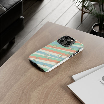 Surf Stripe Tough Phone Case — Retro Beach Waves Pattern