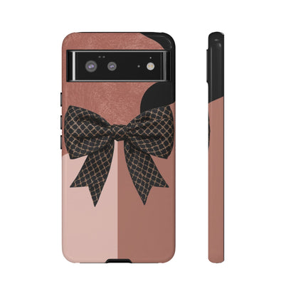 Bow Stripe Tough Phone Case – Pink Mauve Protective Cover