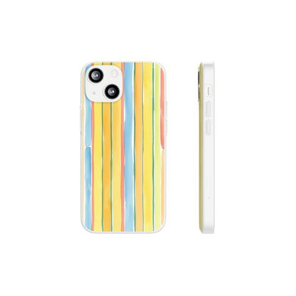 Watercolor Stripe Phone Case — Bright Pastel Vertical Stripes Protective Flexi Case