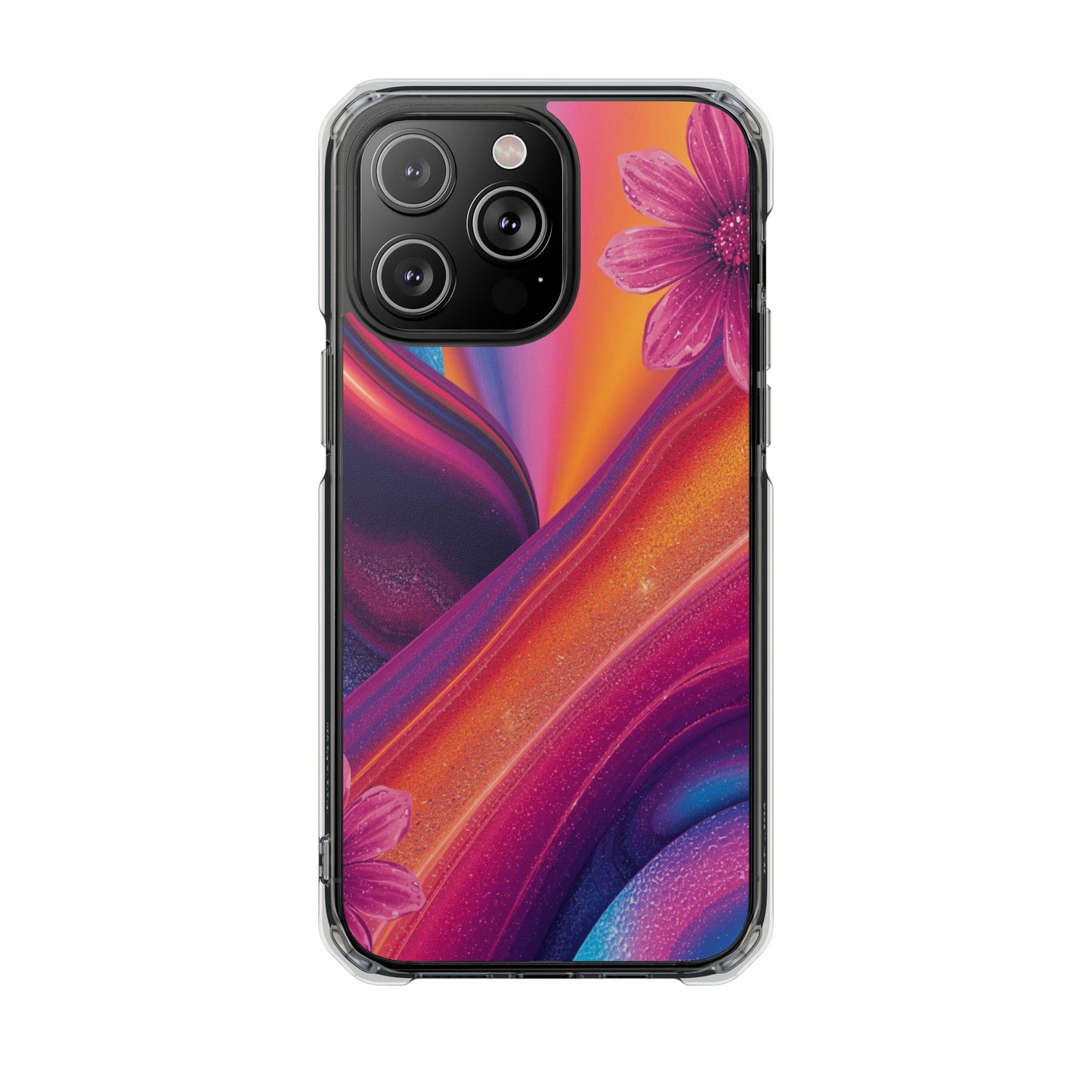 Clear Magnetic Impact Phone Case — Colorful Floral Design