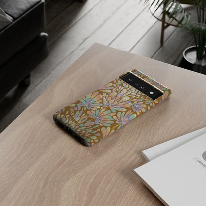 Floral Burst Tough Phone Case – Gold Pastel Botanical Protection