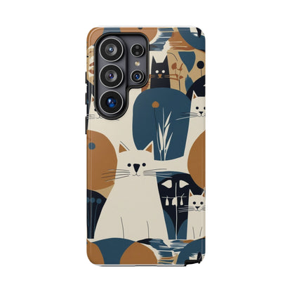 Cat Pattern Phone Case – Retro Abstract Cats Protective iPhone Cover