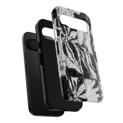 Monochrome Tile Floral Tough Phone Case