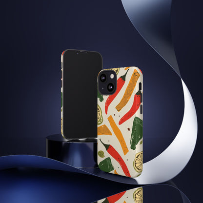Spicy Peppers Phone Case – Colorful Chili, Lime & Citrus Pattern