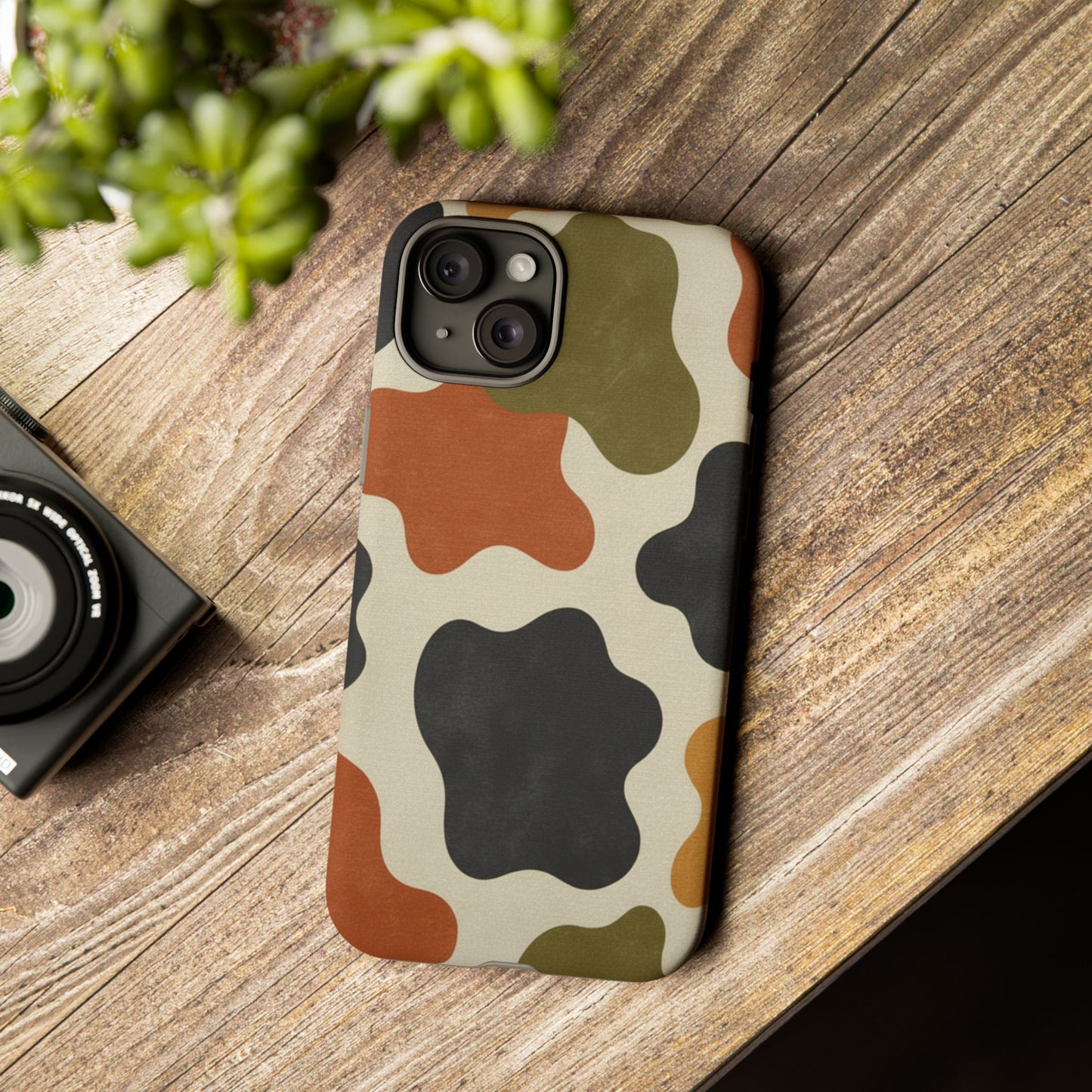 Retro Abstract Camouflage Phone Case — Earth Tone Tough Case