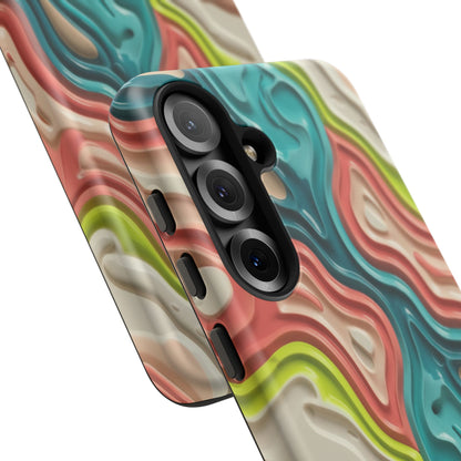 Abstract Contour Phone Case — Colorful Topographic Pattern Tough Case