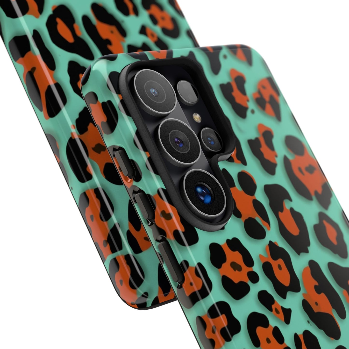 Teal & Rust Leopard Phone Case — Tough Protective Animal Print