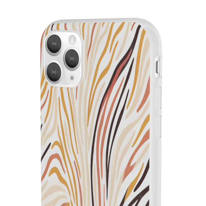 Marbled Neutral Stripe Phone Case — Abstract Beige & Terracotta Flexi Case