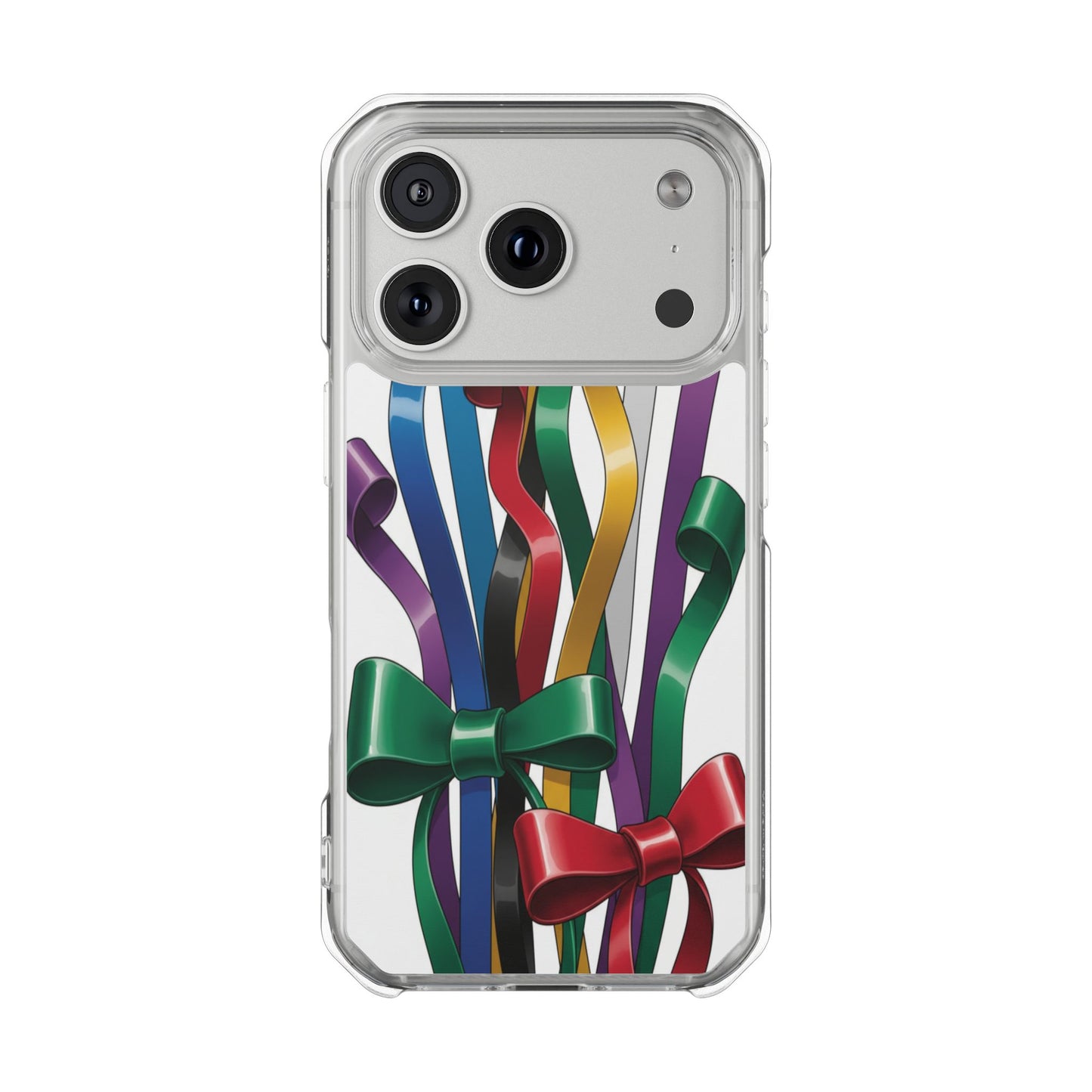 Clear Magnetic Phone Case — Colorful Ribbon Bow Celebration Design
