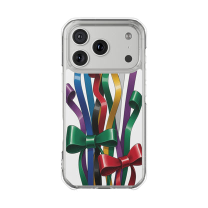 Clear Magnetic Phone Case — Colorful Ribbon Bow Celebration Design