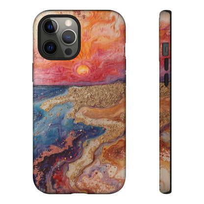 Sunset Coast Phone Case — Colorful Abstract Beach Art Tough Case