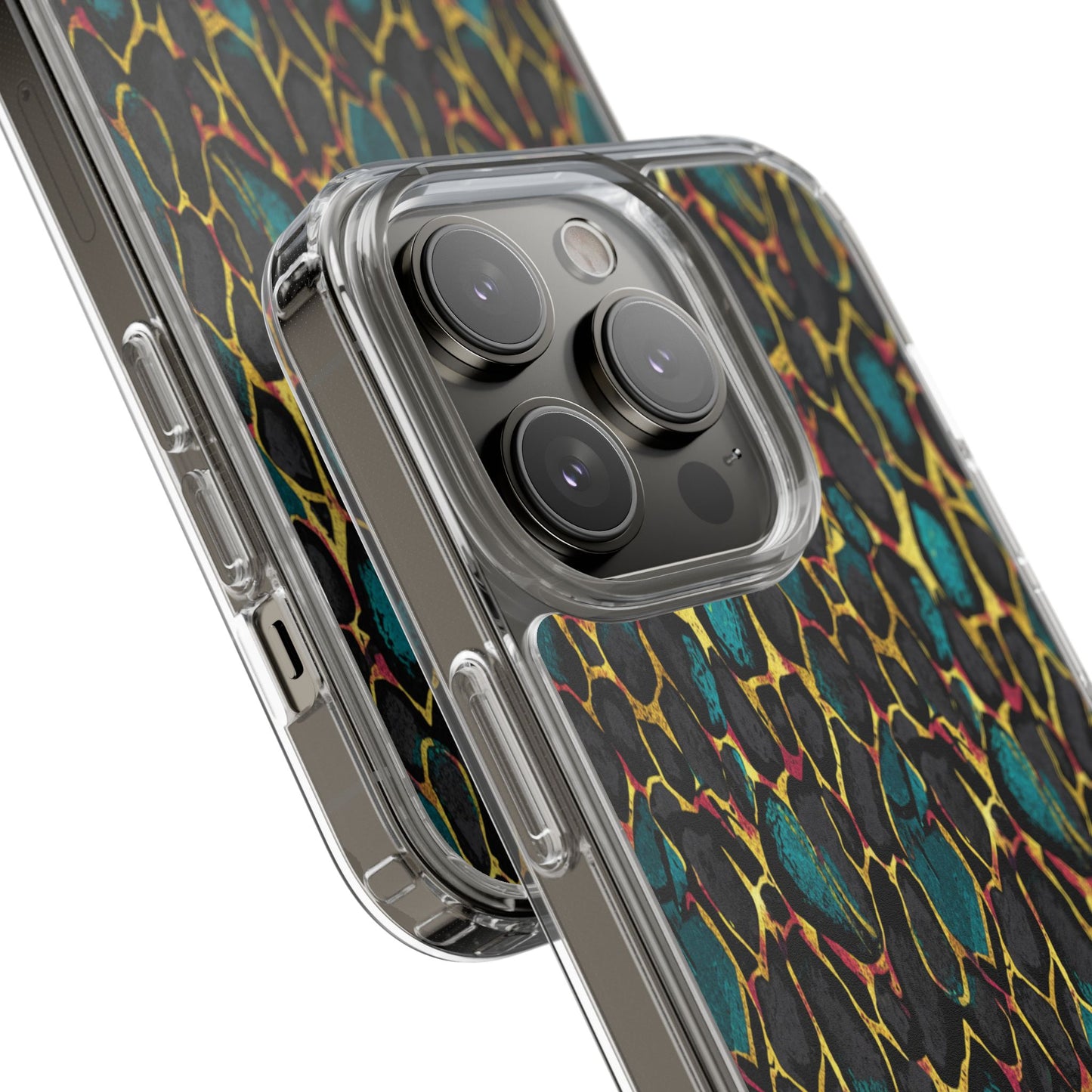 Teal Gold Leopard Clear Phone Case
