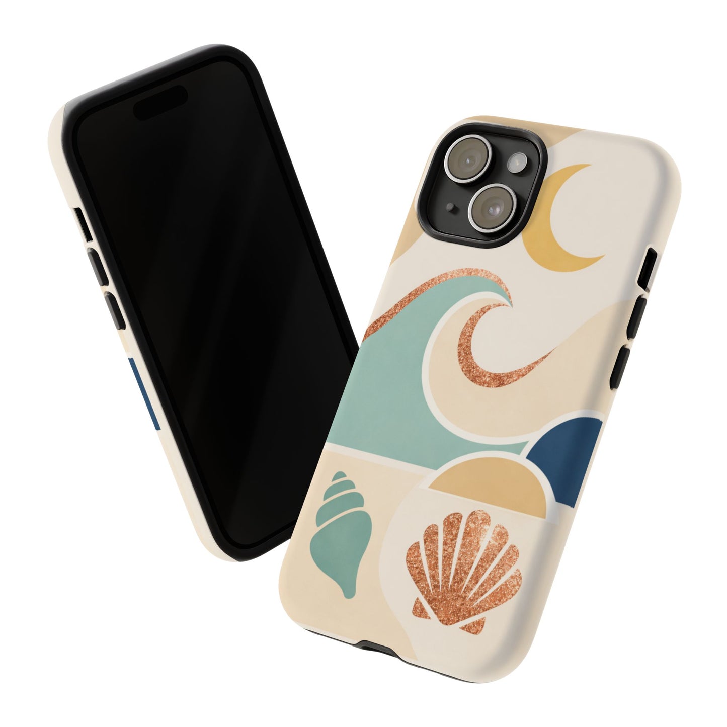 Sea Breeze Tough Phone Case — Retro Waves & Shells Design