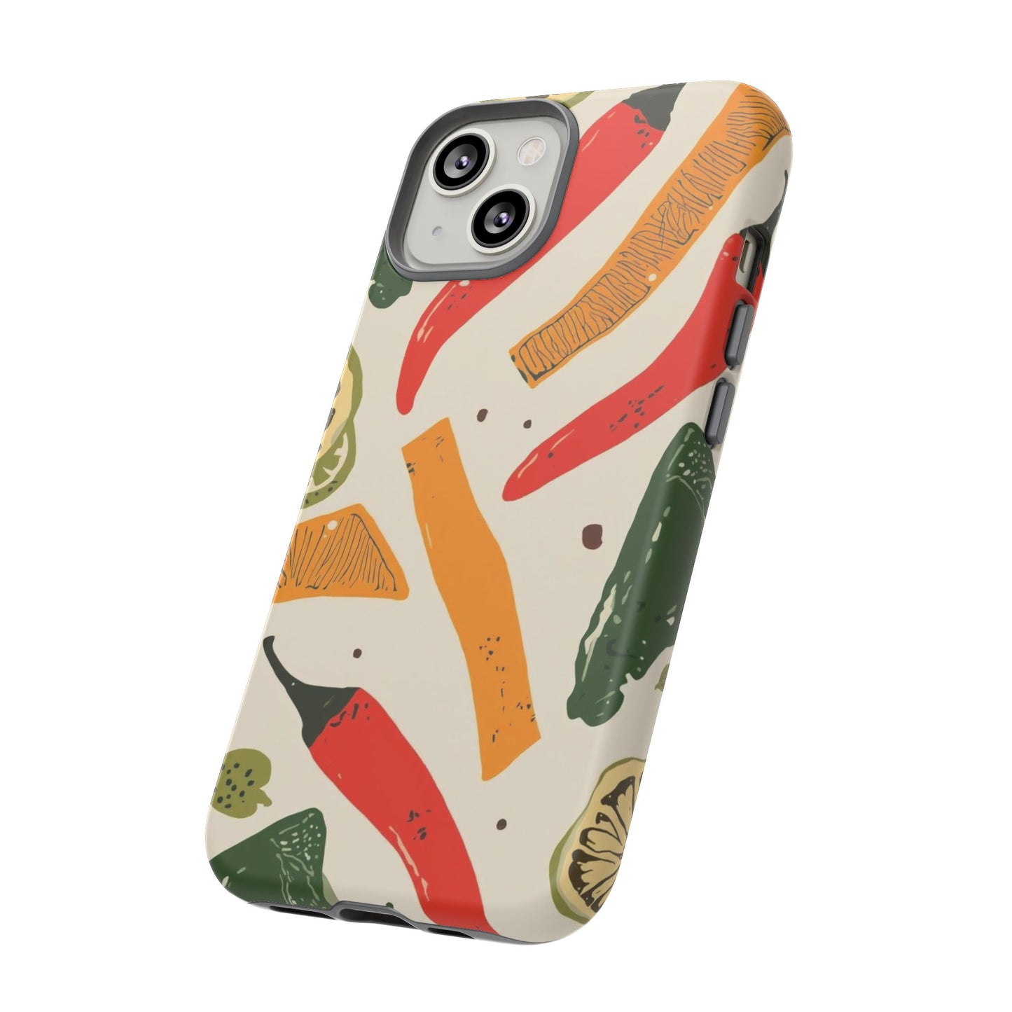 Spicy Peppers Phone Case – Colorful Chili, Lime & Citrus Pattern