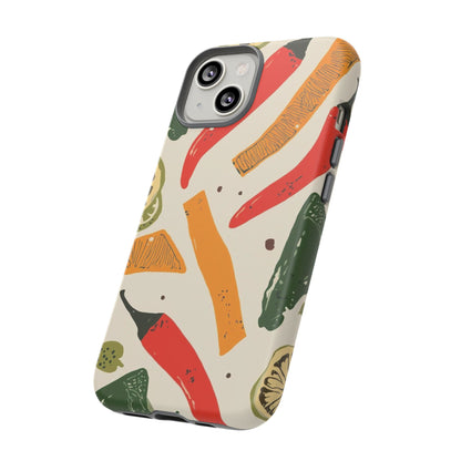 Spicy Peppers Phone Case – Colorful Chili, Lime & Citrus Pattern