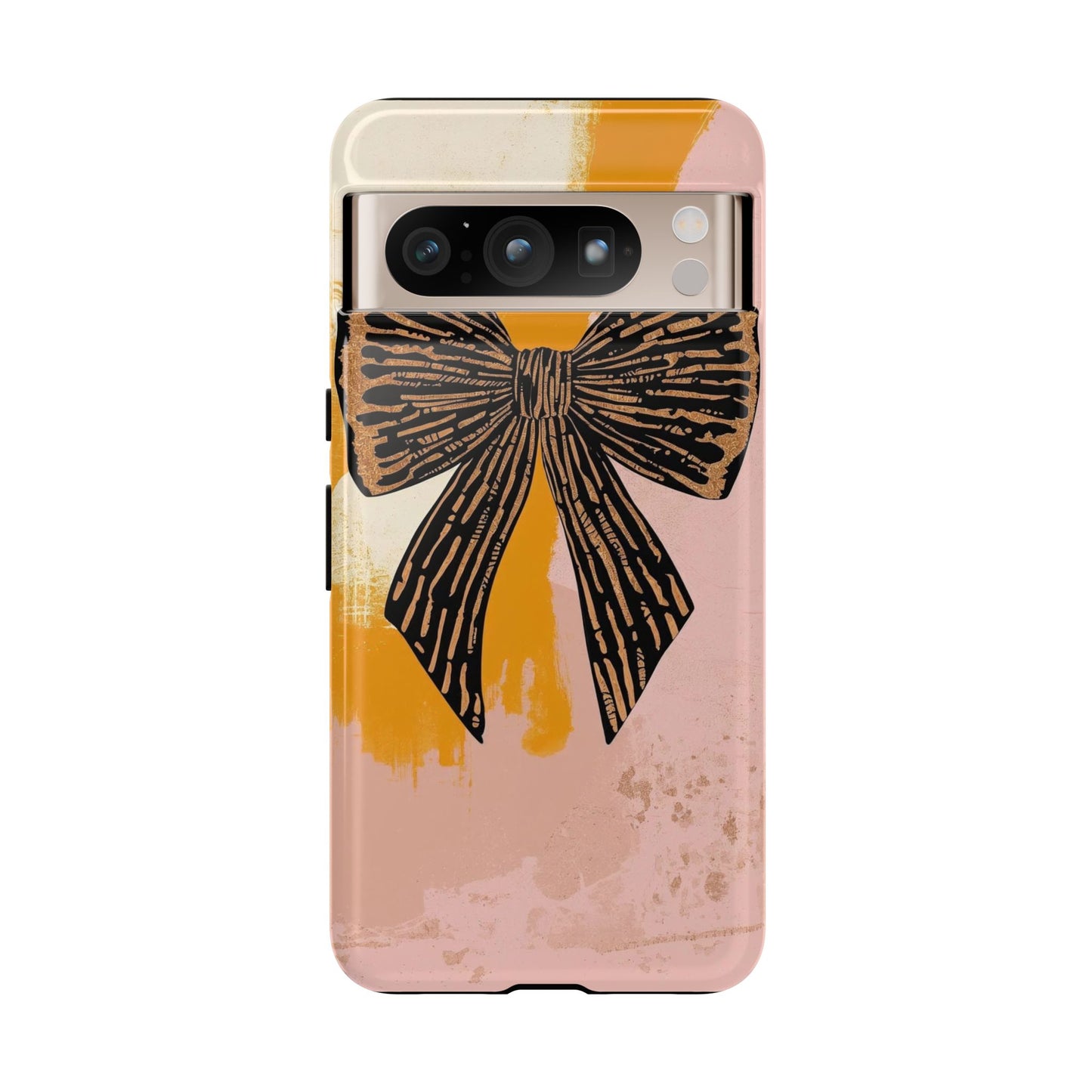 Bow Brushstroke Tough Phone Case — Pink & Mustard
