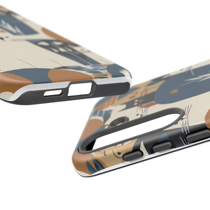 Cat Pattern Phone Case – Retro Abstract Cats Protective iPhone Cover