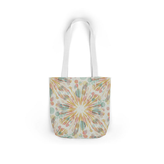 Boho Sunburst Canvas Tote Bag — Pastel Tie-Dye Beach & Market Bag