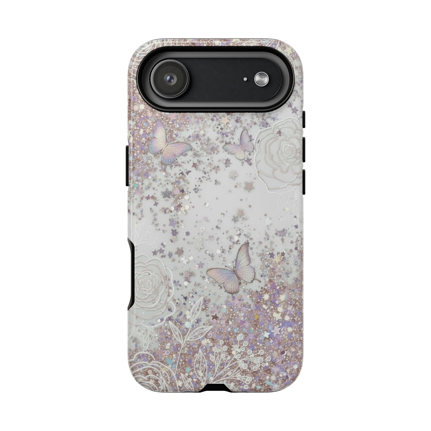 Butterfly Glitter Tough Phone Case — Floral Sparkle Protective Case