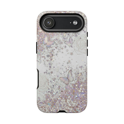Butterfly Glitter Tough Phone Case — Floral Sparkle Protective Case