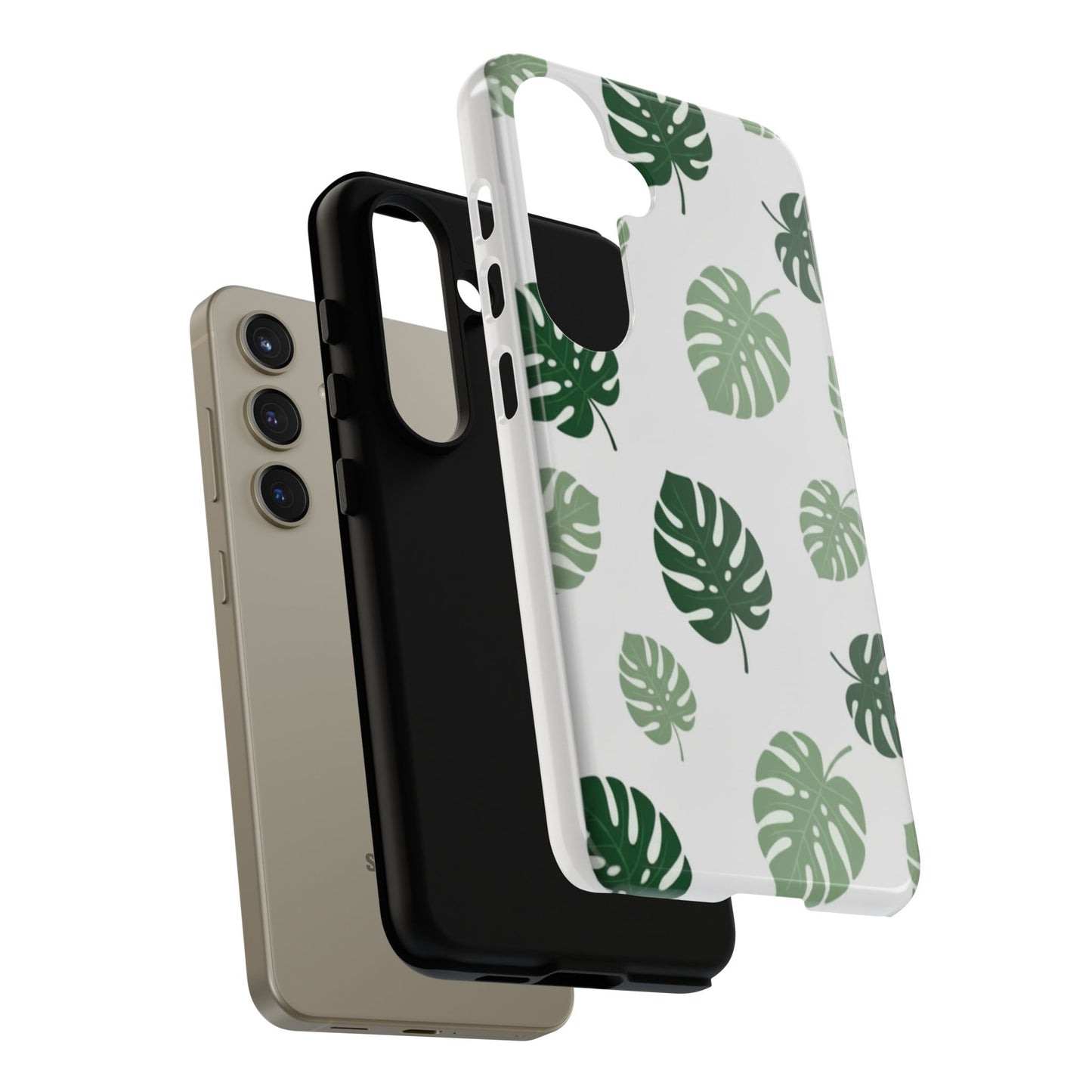 Monstera Leaf Tough Phone Case – Tropical Green Palm Pattern Protective Cover
