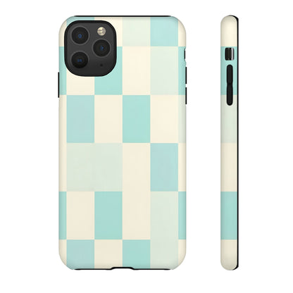 Pastel Checkerboard Tough Case – Mint & Cream Protective Phone Cover